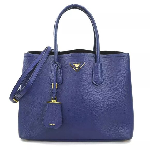 Auth PRADA Handbag Blue Leather - Picture 1 of 14
